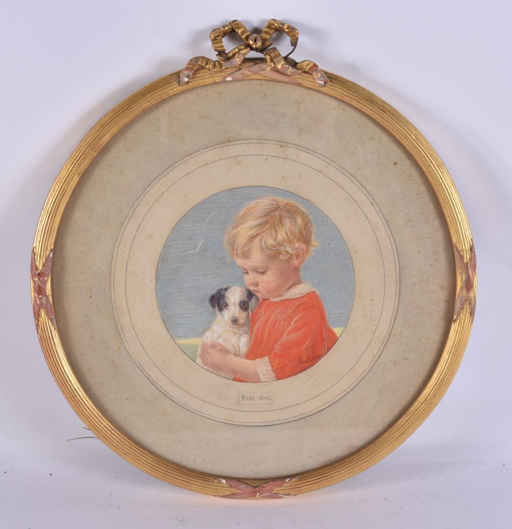 Lilian Cheesman (C1920) Watercolour, Baby boys. 28 cm wide. (1 of 5)