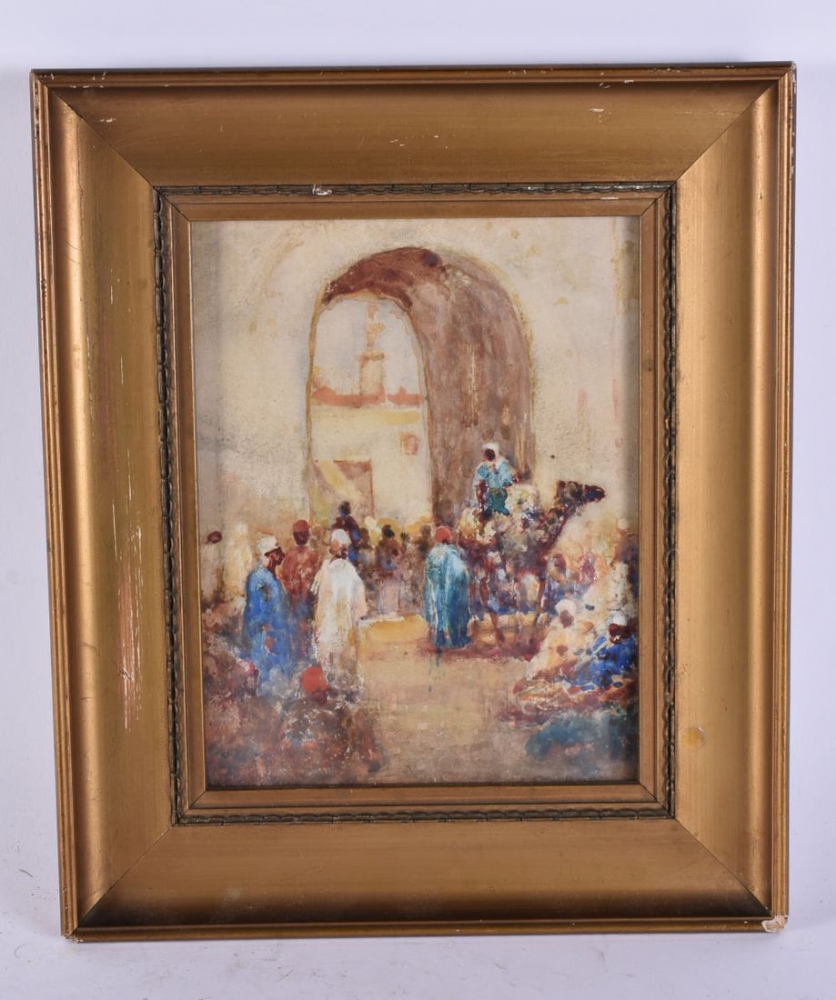 English School (19th Century) Watercolour, Arabic street scene. 30 cm x 24 cm. (1 of 6)