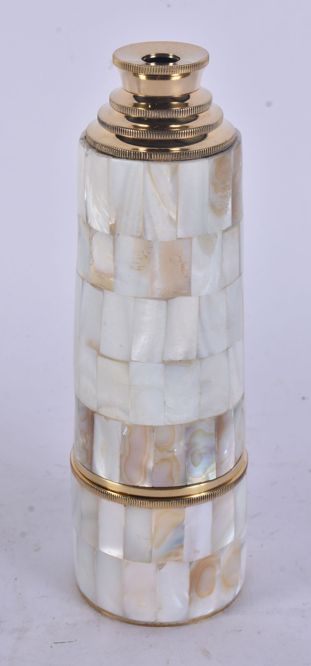 A MOTHER OF PEARL EXTENDING TELESCOPE. 42 cm high extended. (1 of 1)