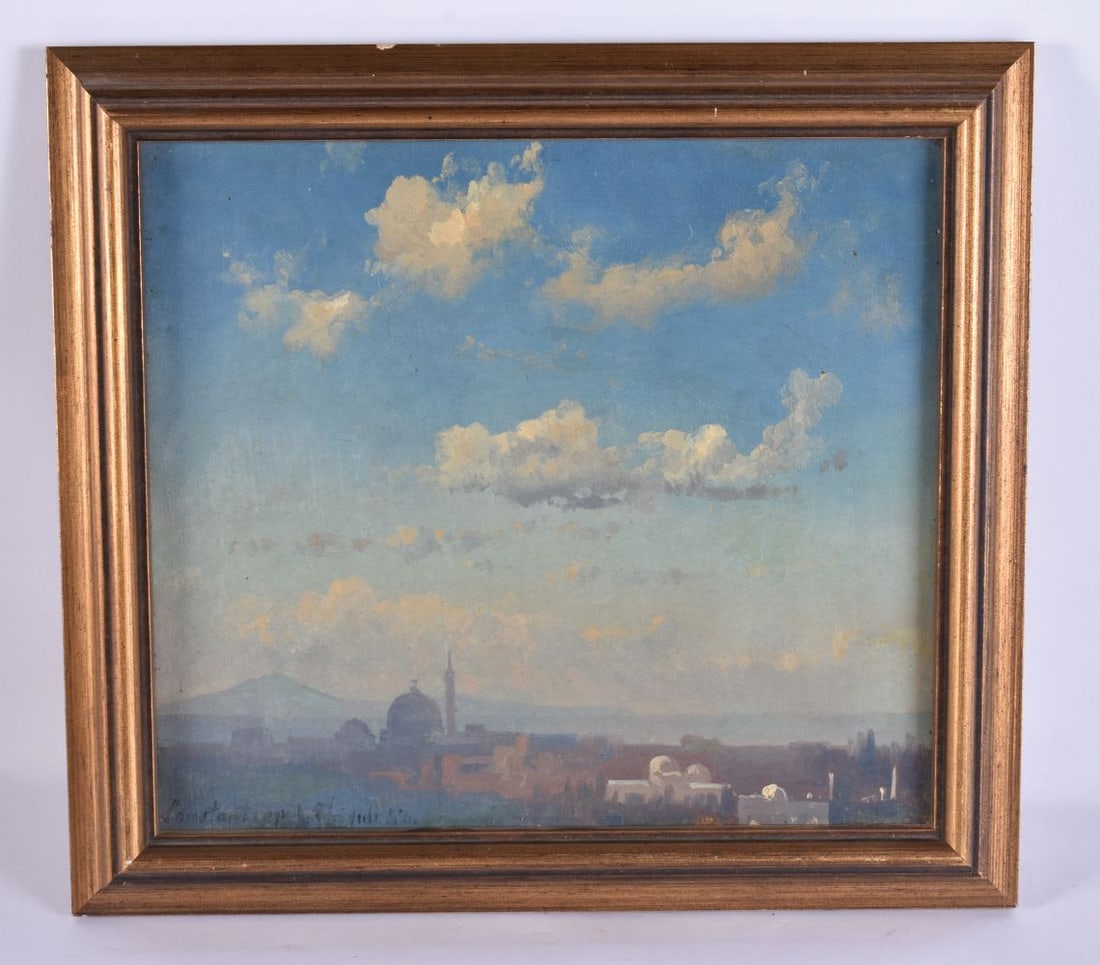 European School (19th Century) Oil on board, View of Constantinople. 33 cm x 31 cm, actual image 26 (1 of 7)