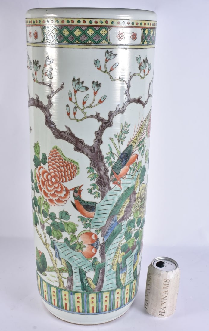 A LARGE EARLY 20TH CENTURY CHINESE FAMILLE VERTE PORCELAIN STICK STAND Late Qing/Republic. 58 cm hig (1 of 6)