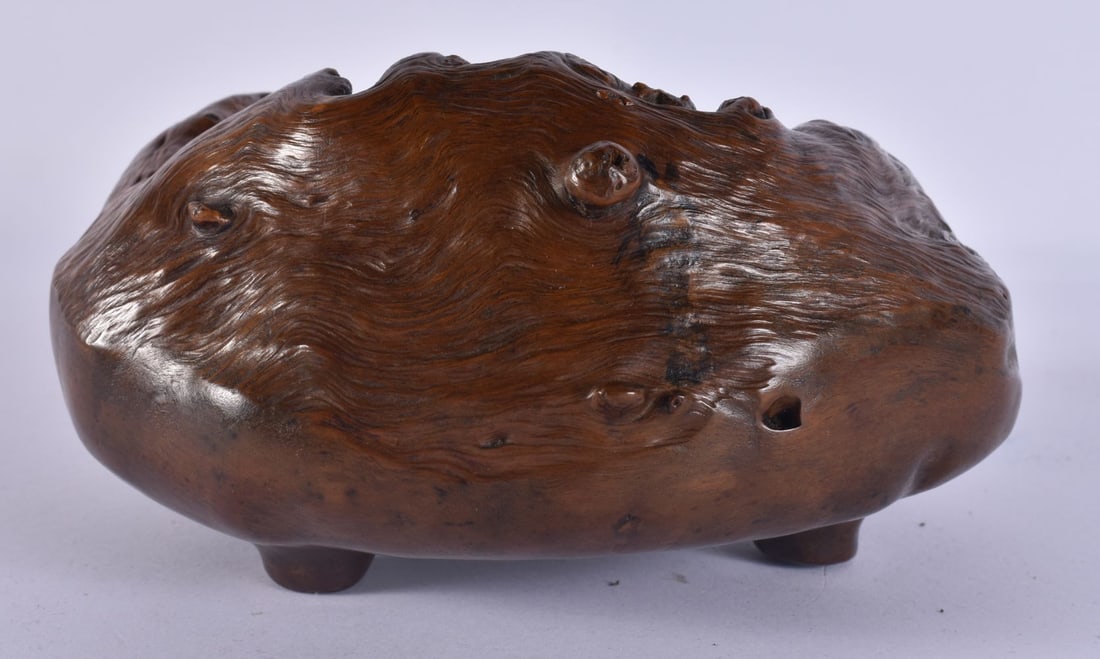 AN 18TH CENTURY CHINESE CARVED BURR WOOD BRUSH WASHER Yongzheng/Qianlong. 15 cm wide. (1 of 7)