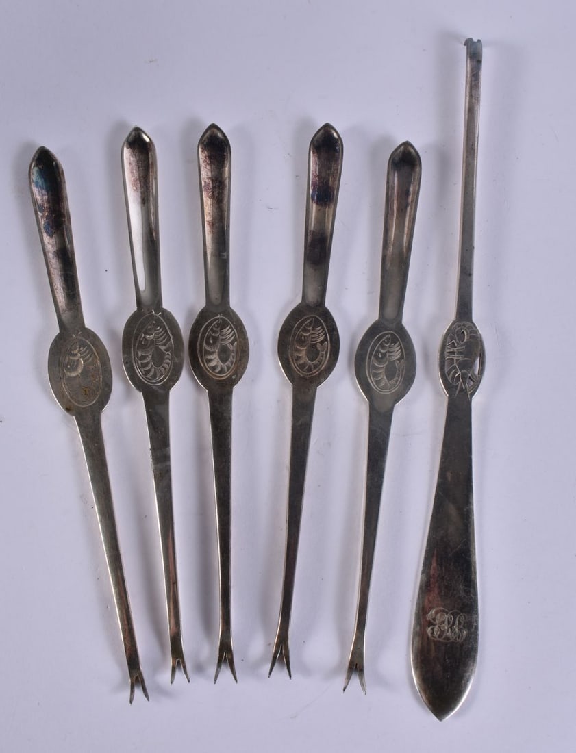 ASSORTED WHITE METAL LOBSTER PICKS. 162 grams. (qty) (1 of 4)