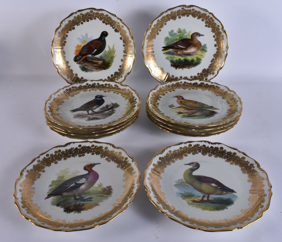 A FINE SET OF LATE 19TH CENTURY AUSTRIAN VIENNA PORCELAIN PLATES painted with studies of animals wit (1 of 8)