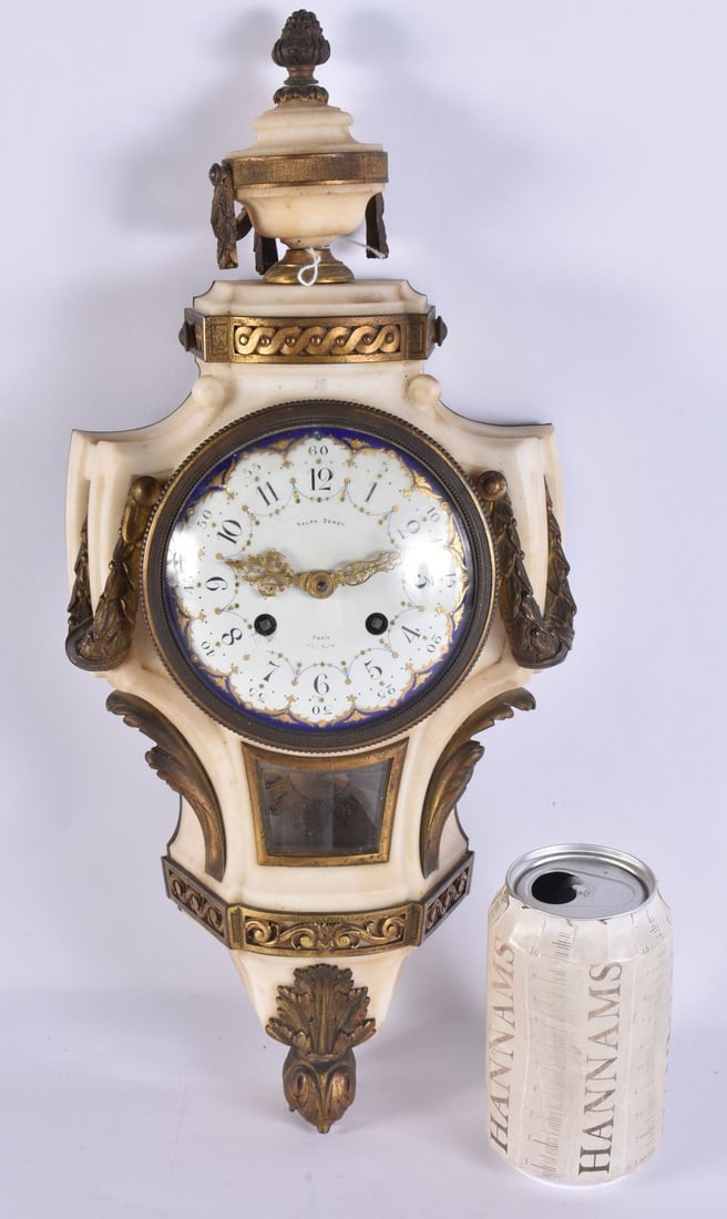 A 19TH CENTURY FRENCH BRONZE MARBLE AND ENAMEL CARTEL CLOCK Ralph Dewey of Paris & New York. 40 cm x (1 of 6)