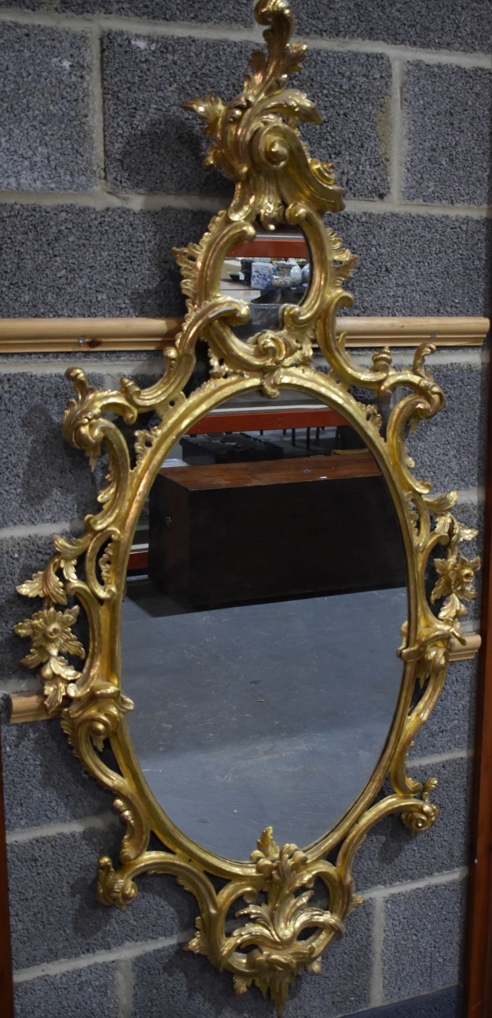 A FINE GEORGE III GILTWOOD MIRROR of naturalistic form. 150 cm x 68 cm. (1 of 10)