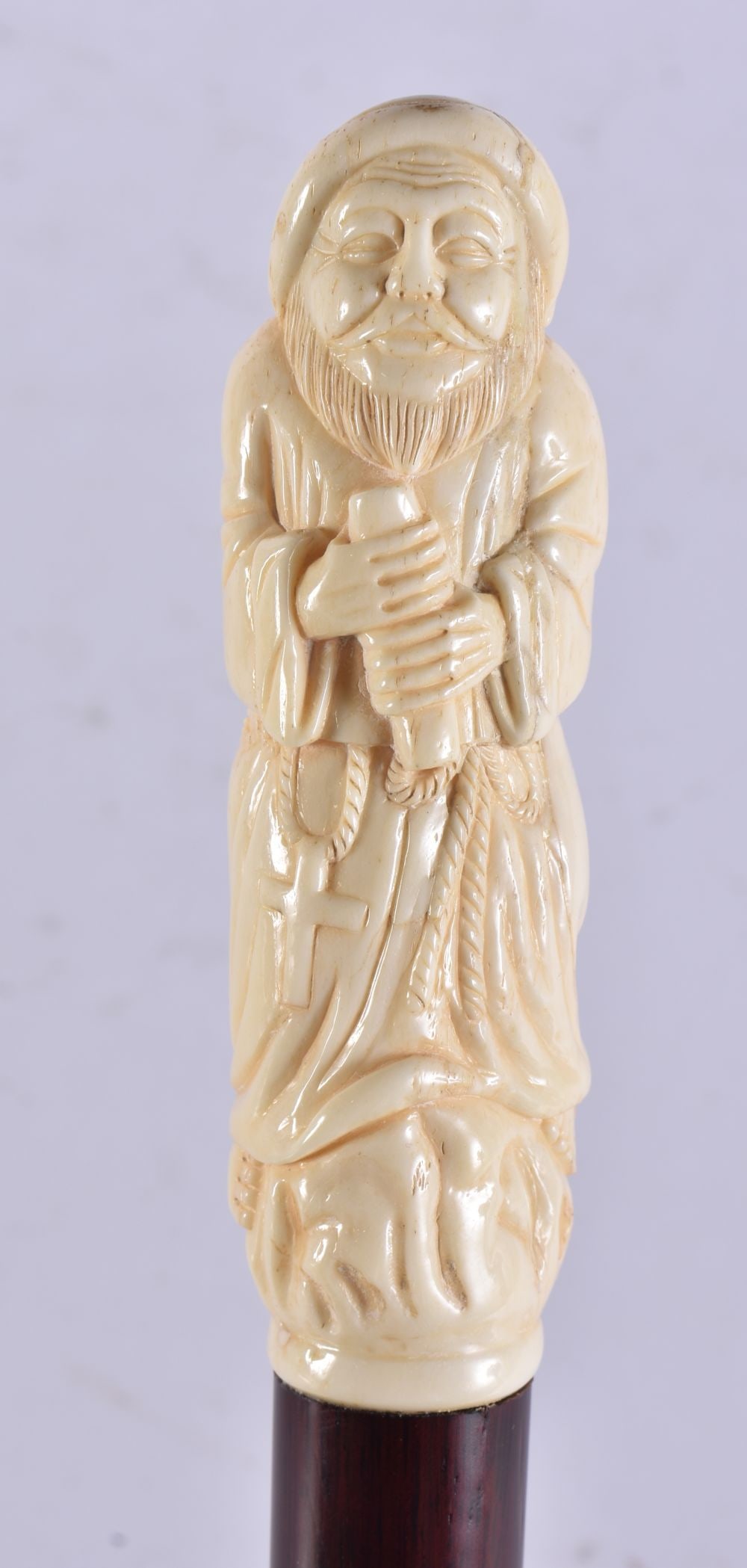 A NOVELTY BONE WALKING CANE. 90 cm long. (1 of 4)