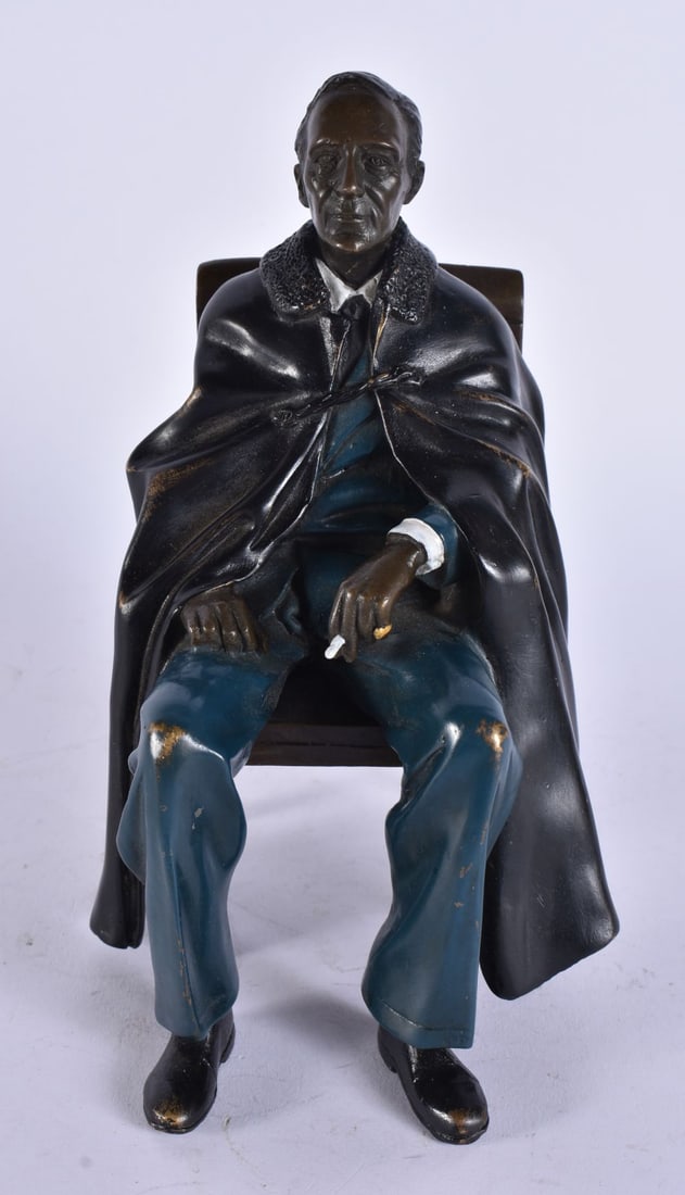 A COLD PAINTED BRONZE MALE. 21 cm high. (1 of 6)