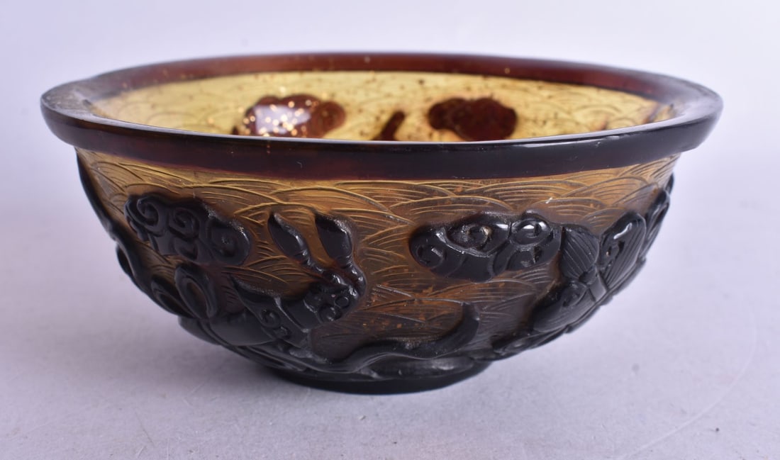 A CHINESE REPUBLICAN PERIOD BEIJING GLASS BOWL. 12.5 cm wide. (1 of 5)