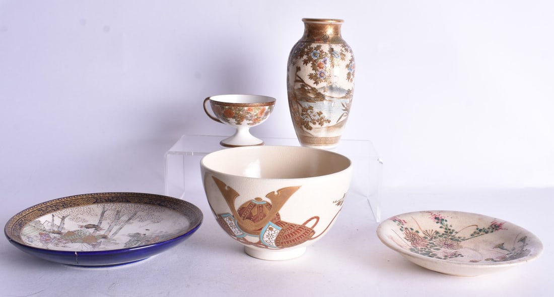 ASSORTED 19TH CENTURY JAPANESE MEIJI PERIOD SATSUMA WARES. (5) (1 of 10)