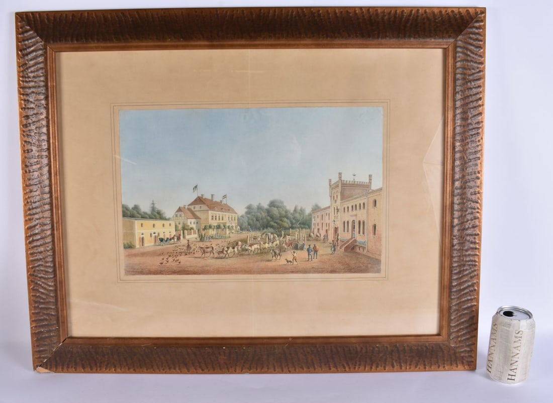 European School (19th Century) Watercolour, Town square scene, Middle Eastern & European figures. 74 (1 of 8)