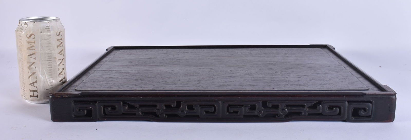 A LARGE 19TH CENTURY CHINESE CARVED HARDWOOD STAND Qing, possibly Zitan. 42 cm x 32 cm. (1 of 6)