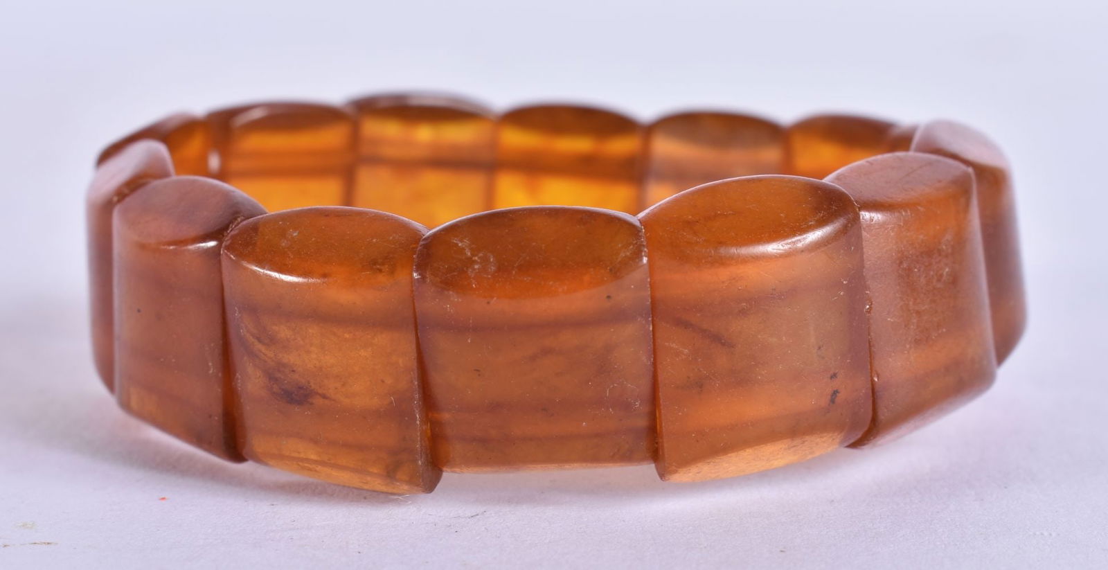 AN ORANGE BEAD BRACELET. 7 cm wide. (1 of 4)