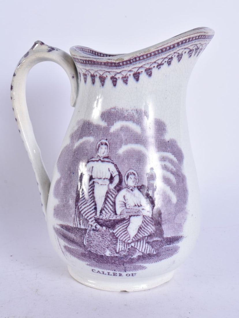 AN ANTIQUE SCOTTISH POTTERY JUG. 18 cm high.: AN ANTIQUE SCOTTISH POTTERY JUG. 18 cm high.