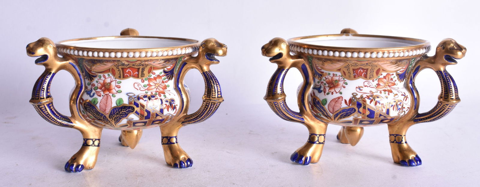 Spode Pastille Burners with beaded moulding, double scrolling supports having monkey head terminals (1 of 4)