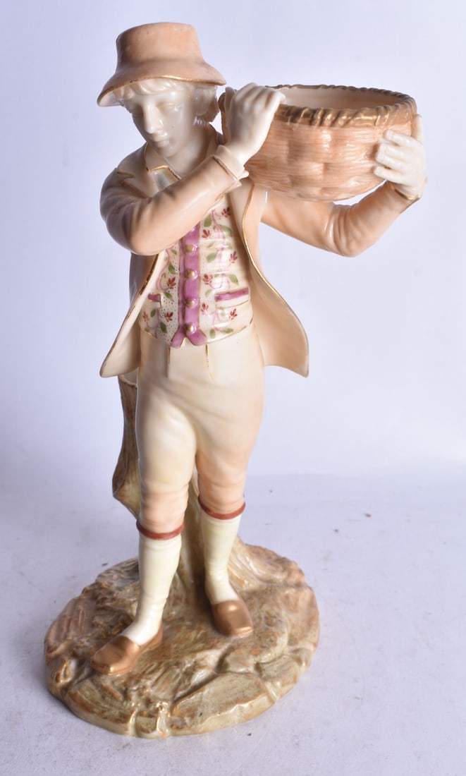 19th century Royal Worcester figure of a middle eastern man carrying a basket, 24cm high (1 of 3)