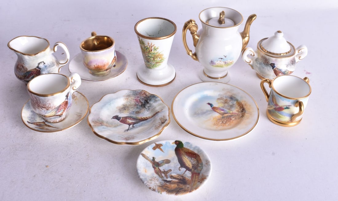 20th century English porcelain by E. R. Booth and R, Shufflebottom, signed, 6.5 x 6.5cm: 20th century English porcelain by E. R. Booth and R, Shufflebottom, signed, 6.5 x 6.5cm