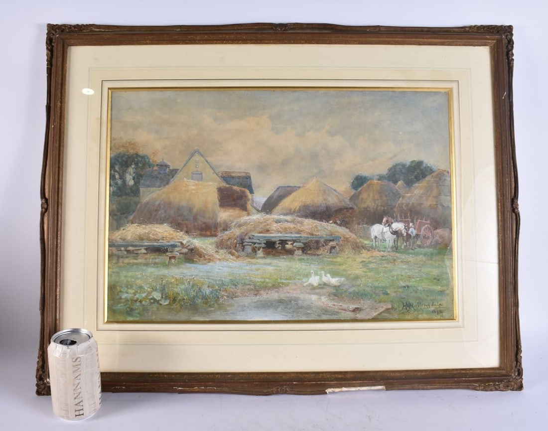 Horatio R Hollingdale (19th Century) Pastel watercolour, rural scene. 70 cm x 54 cm, actual image 52 (1 of 4)