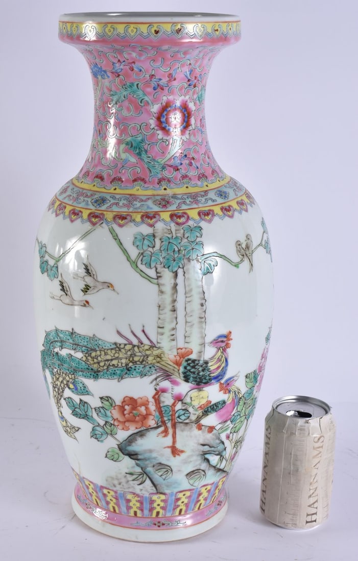 A CHINESE FAMILLE ROSE PORCELAIN VASE. 45 cm high. (1 of 5)