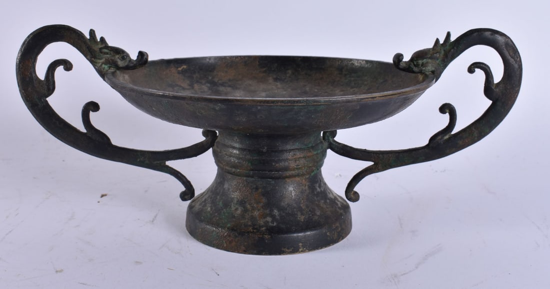 A CHINESE QING DYNASTY BRONZE DRAGON VASE. 27 cm wide. (1 of 5)