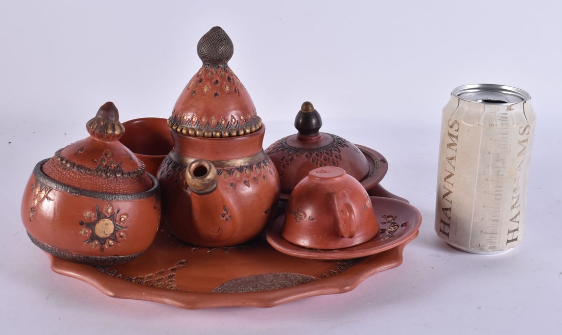 AN ANTIQUE TURKISH TOPHANE POTTERY COFFEE SET. Largest 28 cm wide. (qty): AN ANTIQUE TURKISH TOPHANE POTTERY COFFEE SET. Largest 28 cm wide. (qty)