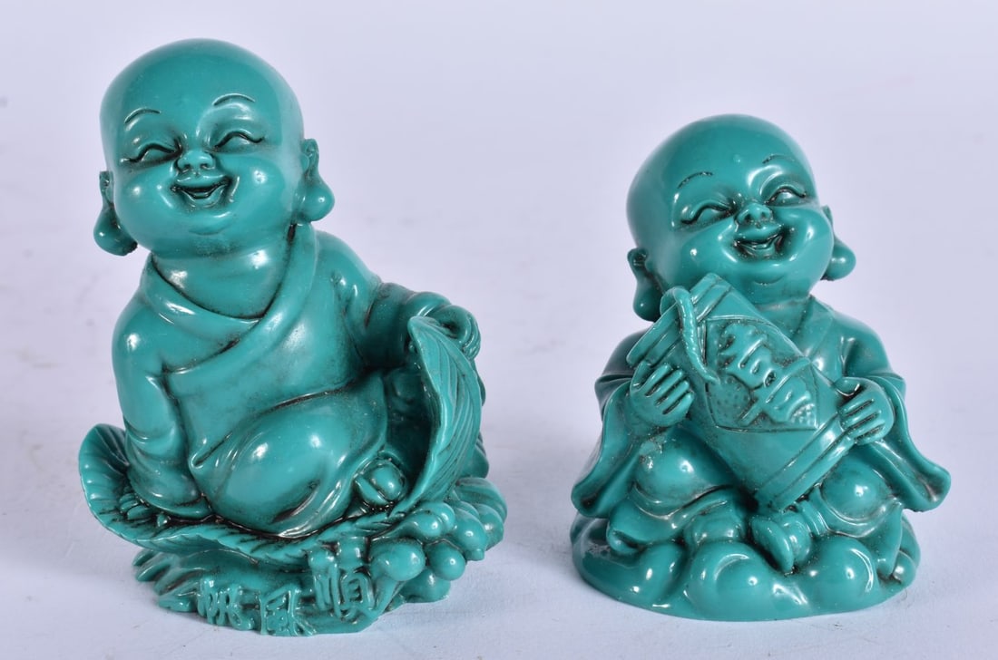 TWO CHINESE BOYS. 8 cm high. (2) (1 of 4)