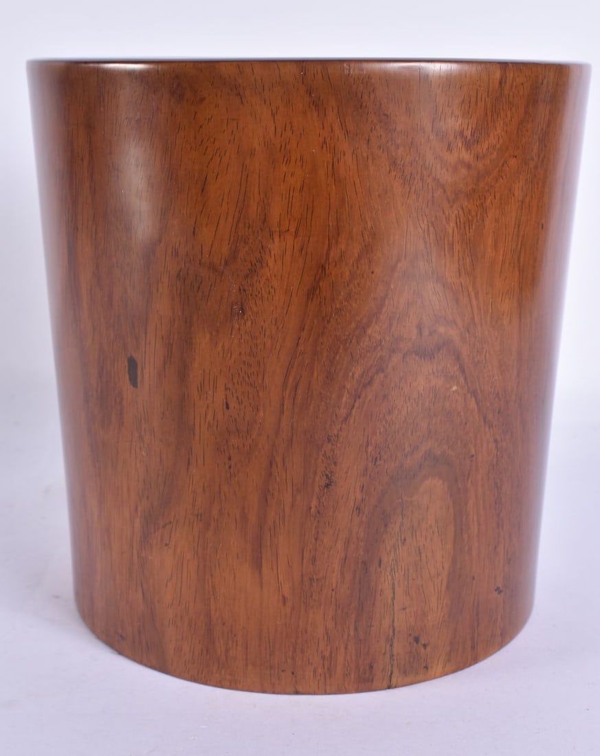 A 17TH/18TH CENTURY CHINESE CARVED HUANGHUALI WOOD BITONG BRUSH POT Kangxi/Yongzheng. 18 cm x 16.5 c (1 of 7)