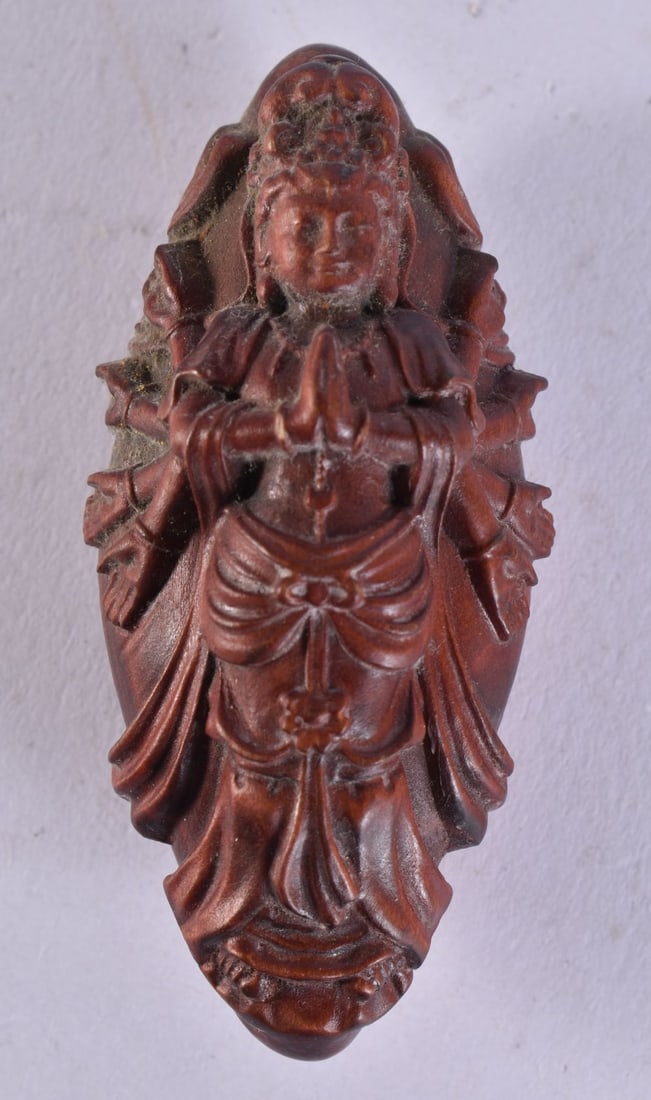 A JAPANESE WOOD GOD. 19 grams. 7 cm x 3 cm.: A JAPANESE WOOD GOD. 19 grams. 7 cm x 3 cm.