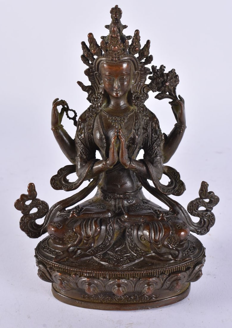 A CHINESE BRONZE BUDDHA. 777 grams. 15 cm x 12 cm. (1 of 5)