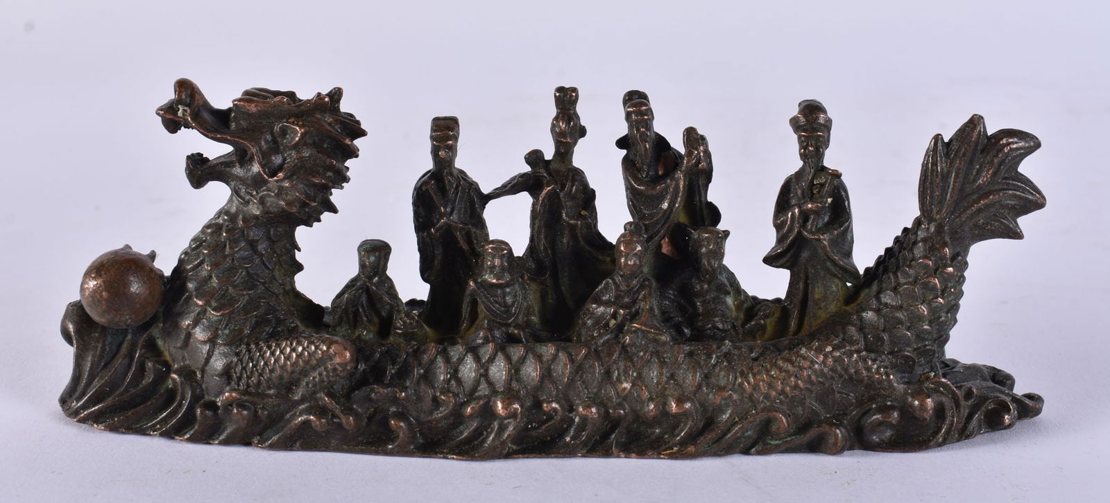 A JAPANESE BRONZE SCHOLAR GROUP . 280 grams. 15.5 cm x 5.5 cm. (1 of 4)