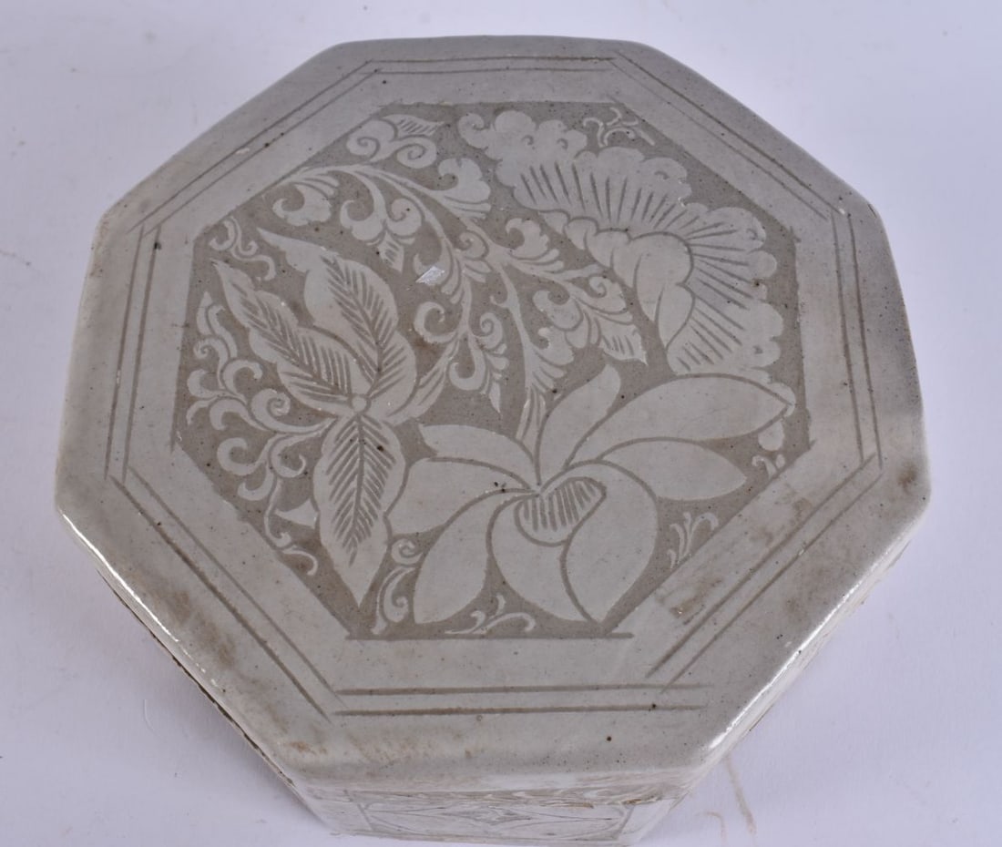 A CHINESE QING DYNASTY POTTERY BOX AND COVER. 17 cm wide. (1 of 5)