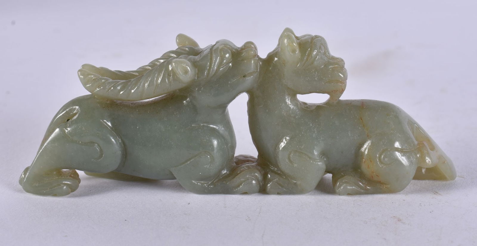 A CHINESE JADE FOO DOG. 94 grams. 11.25 cm x 4 cm. (1 of 3)