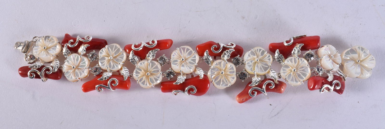 A SILVER BRACELET. 53 grams. 9.5 cm wide. (1 of 5)