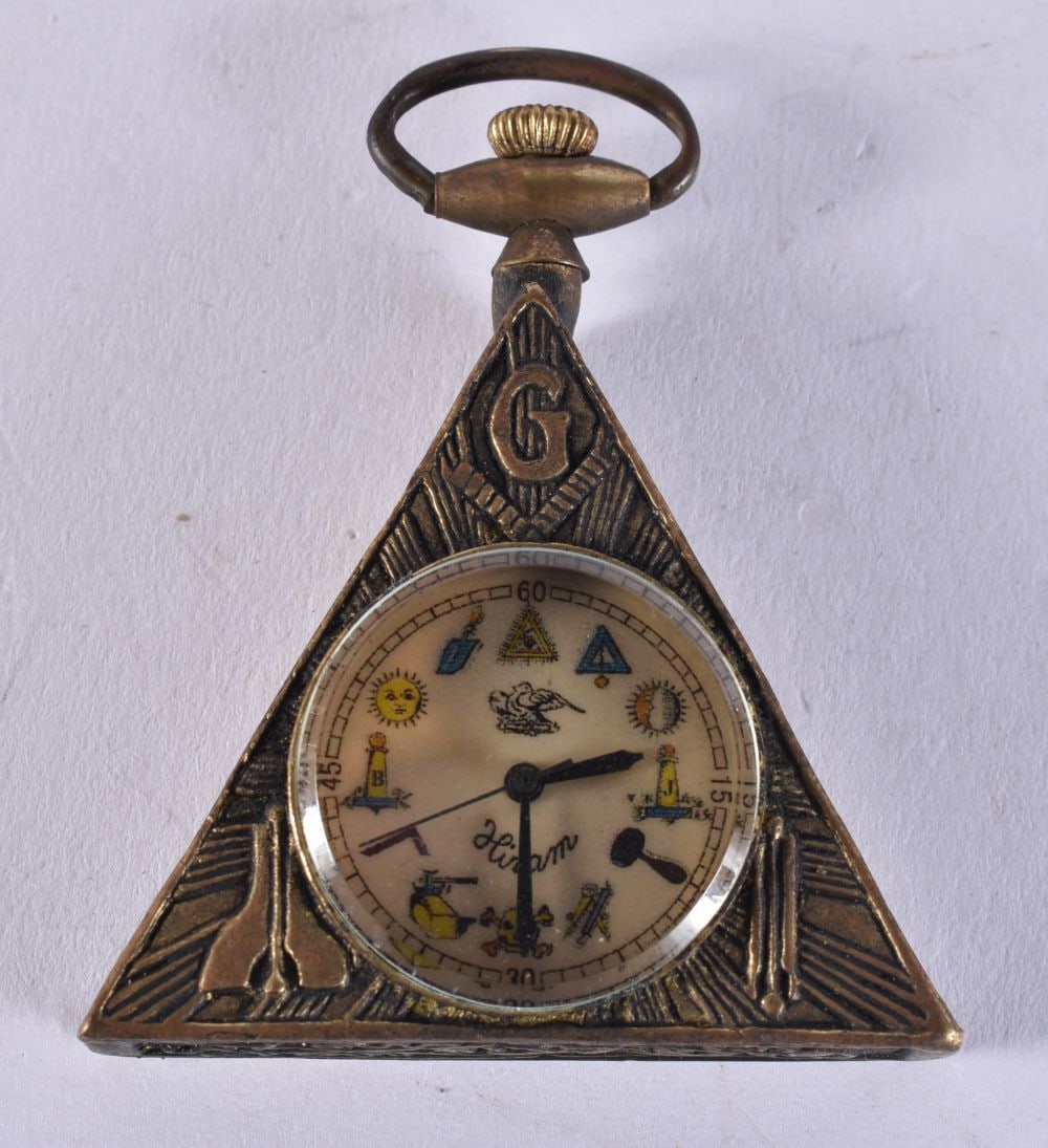 A MASONIC POCKET WATCH. Running. 6 cm x 5 cm. (1 of 4)