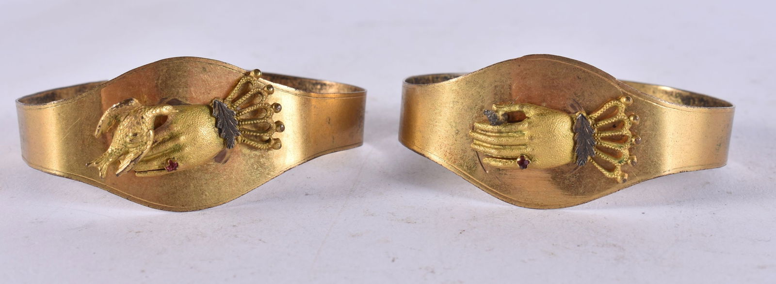 TWO UNUSUAL ANTIQUE BANGLES. 19.7 grams. 4.5 cm x 5.25 cm. (2) (1 of 3)