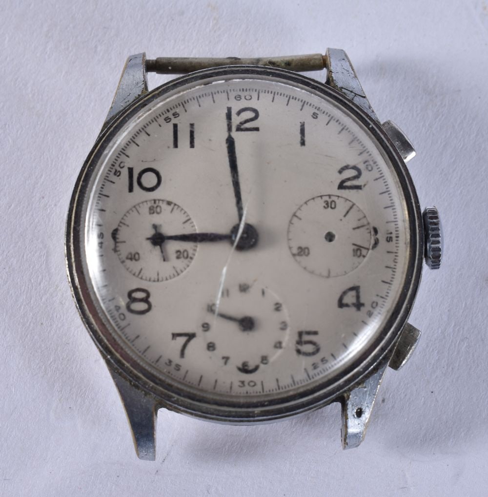 A CHRONOGRAPH WATCH. Not running. 3.75 cm wide. (1 of 3)