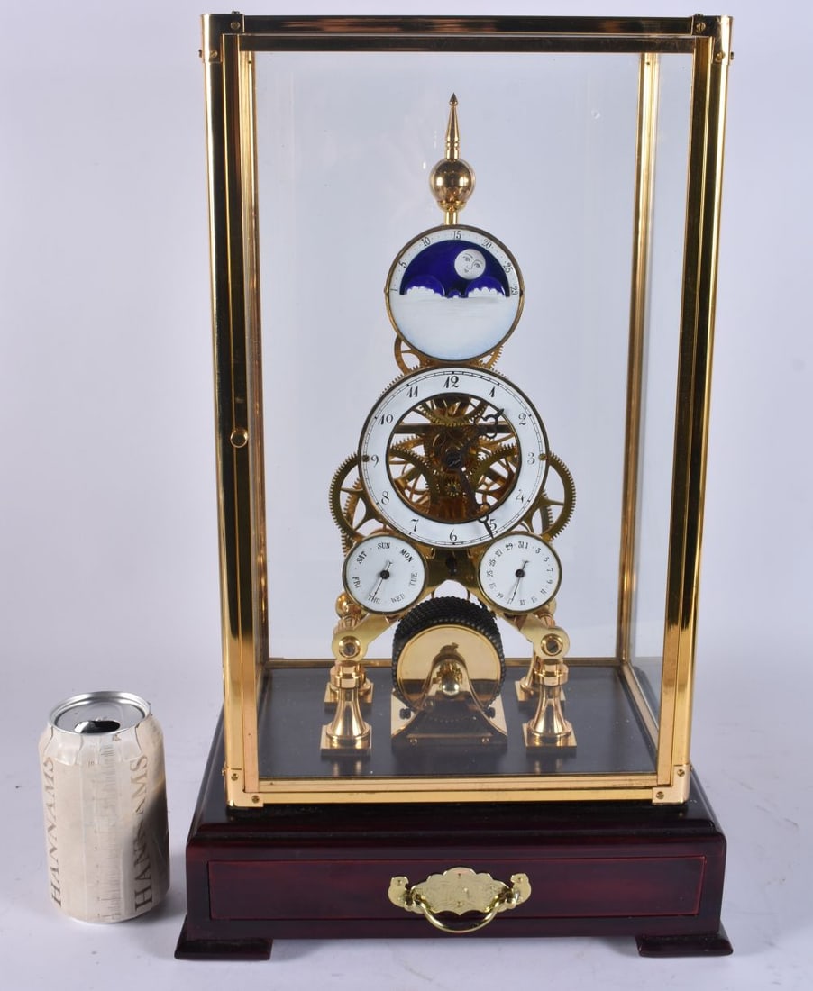 A LARGE SKELETON CLOCK. 48 cm high. (1 of 4)