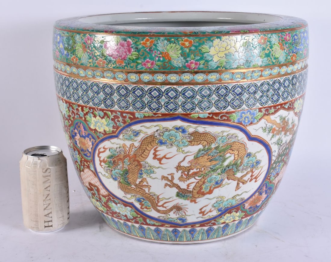 A JAPANESE TAISHO PERIOD PORCELAIN JARDINIERE. 38 cm x 28 cm. (1 of 4)