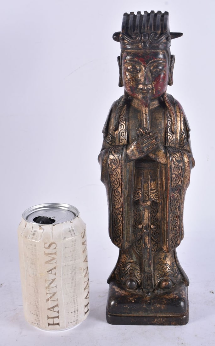 A CHINESE LACQUERED BRONZE FIGURE OF AN IMMORTAL. 29 cm high. (1 of 4)
