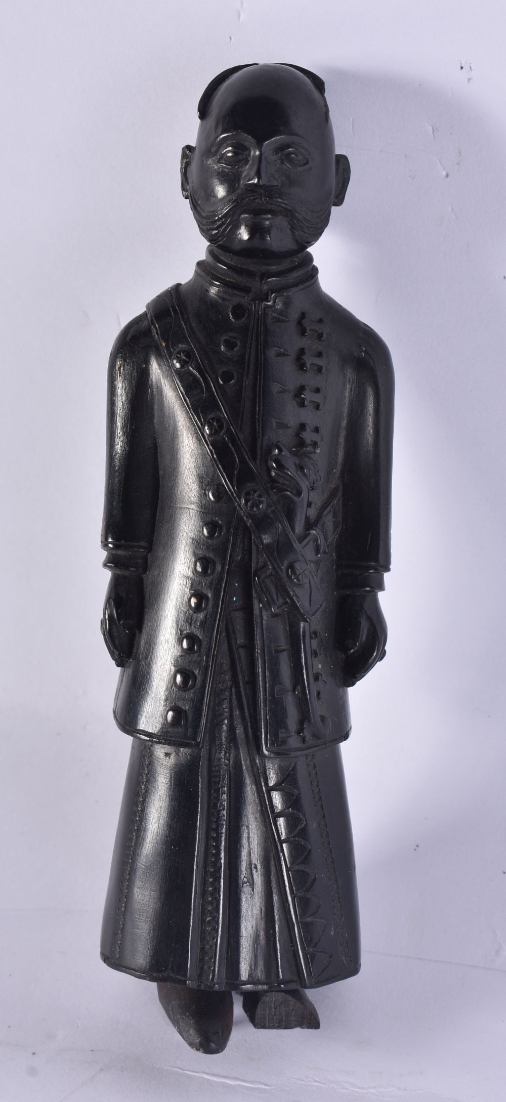 A RARE 19TH CENTURY ANGLO INDIAN CARVED HARDWOOD COLONIAL FIGURE OF A MALE. 16 cm high. (1 of 6)