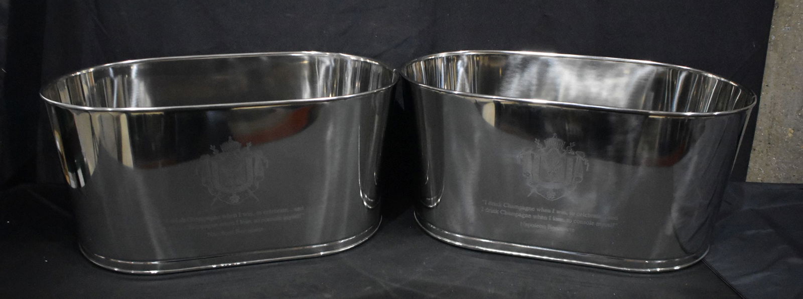 A pair of large Chrome Champagne coolers 30 x 63 x 38cm (2) (1 of 4)