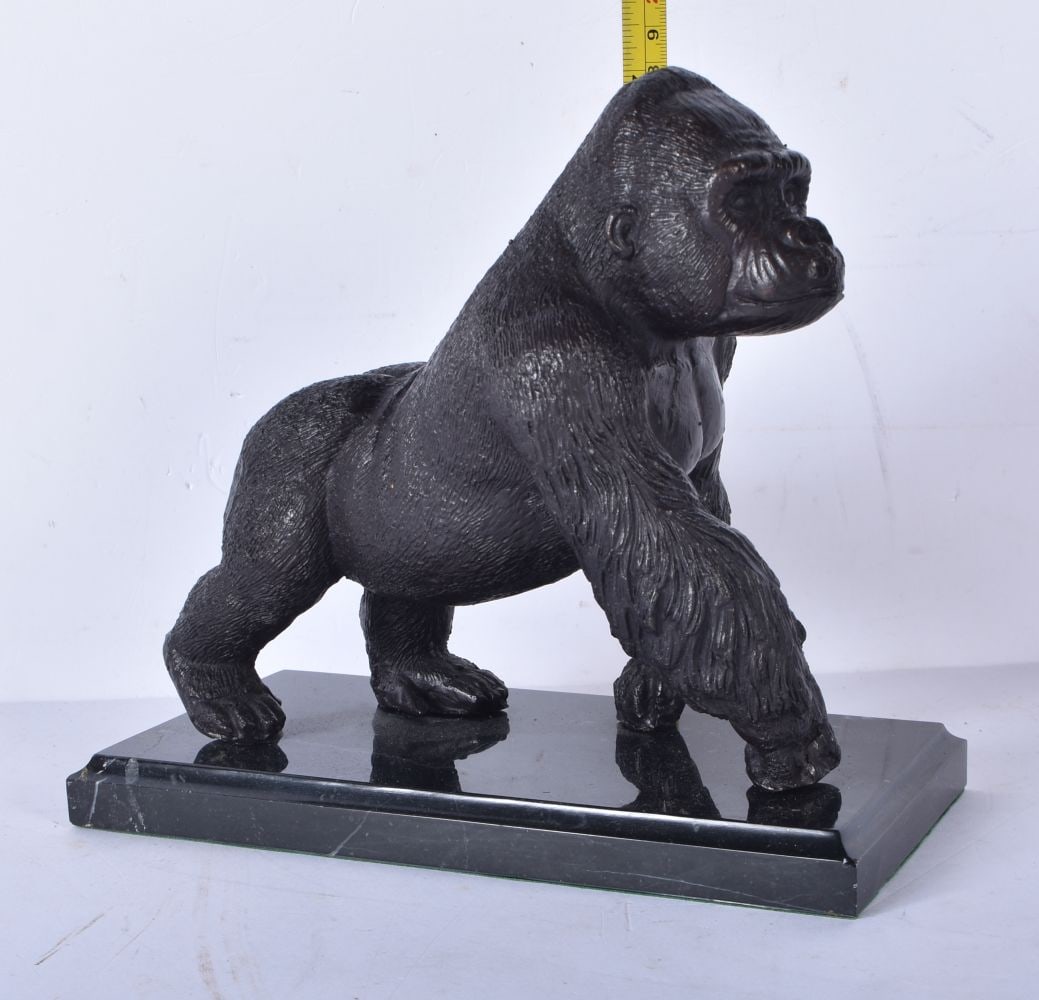 A bronze Gorilla mounted to a marble plinth 18 x 20cm (1 of 4)