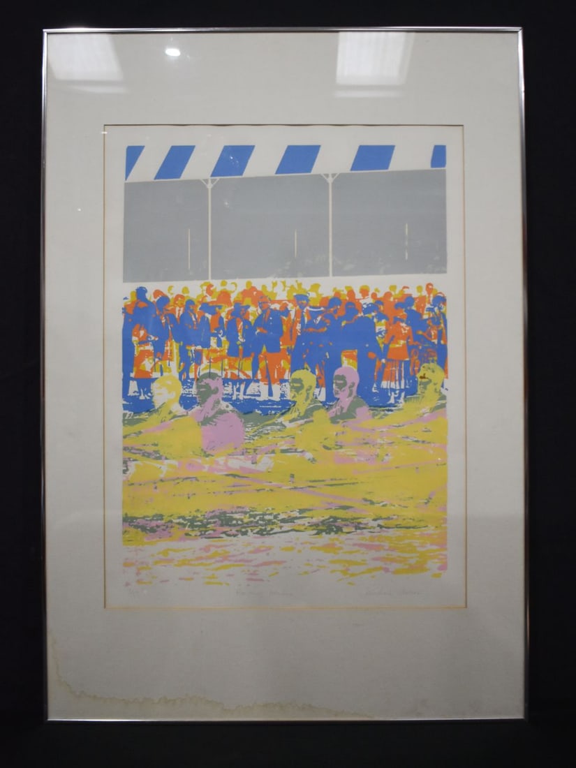 Michael Stokoe(1933-2021) a signed Limited edition print 3/50 "Rowing Henley". 75 x 56cm frame 109: Michael Stokoe(1933-2021) a signed Limited edition print 3/50 "Rowing Henley". 75 x 56cm frame 109 X 76cm