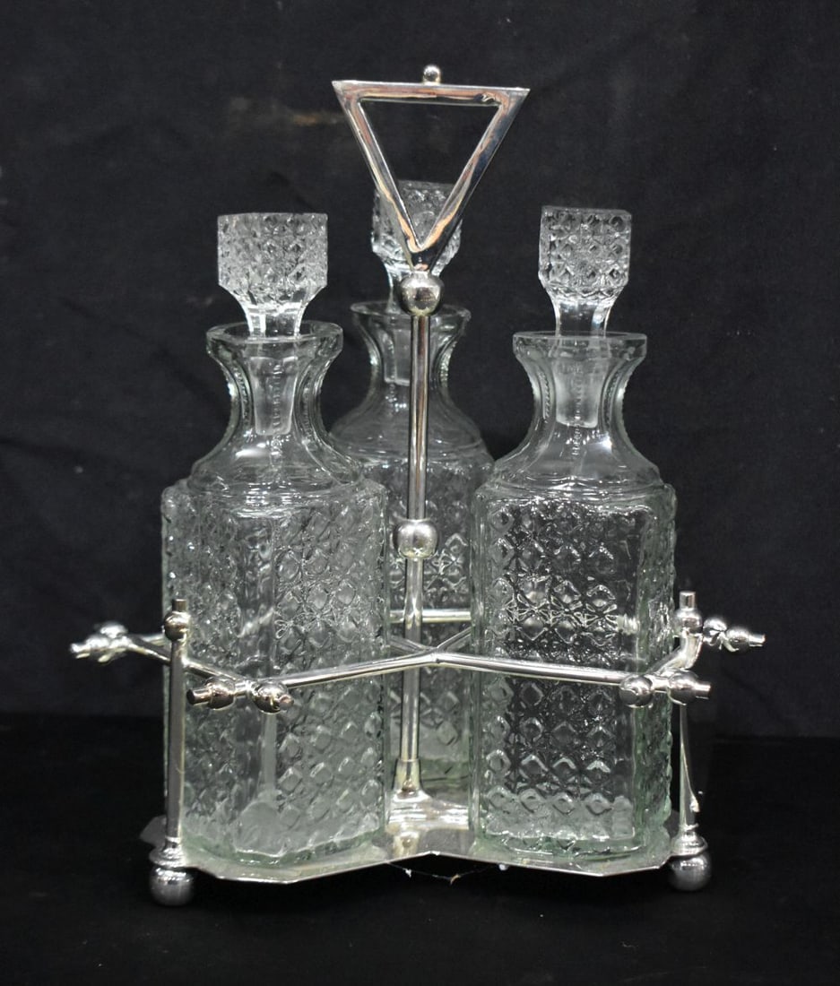 A silver plate and glass decanter set 32cm (1 of 5)