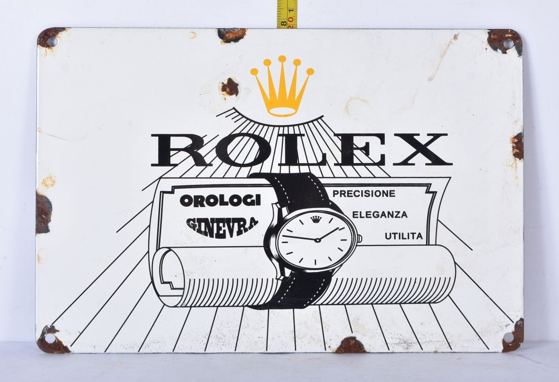 A metal enamelled Rolex dealership sign 20 x 30cm (1 of 2)