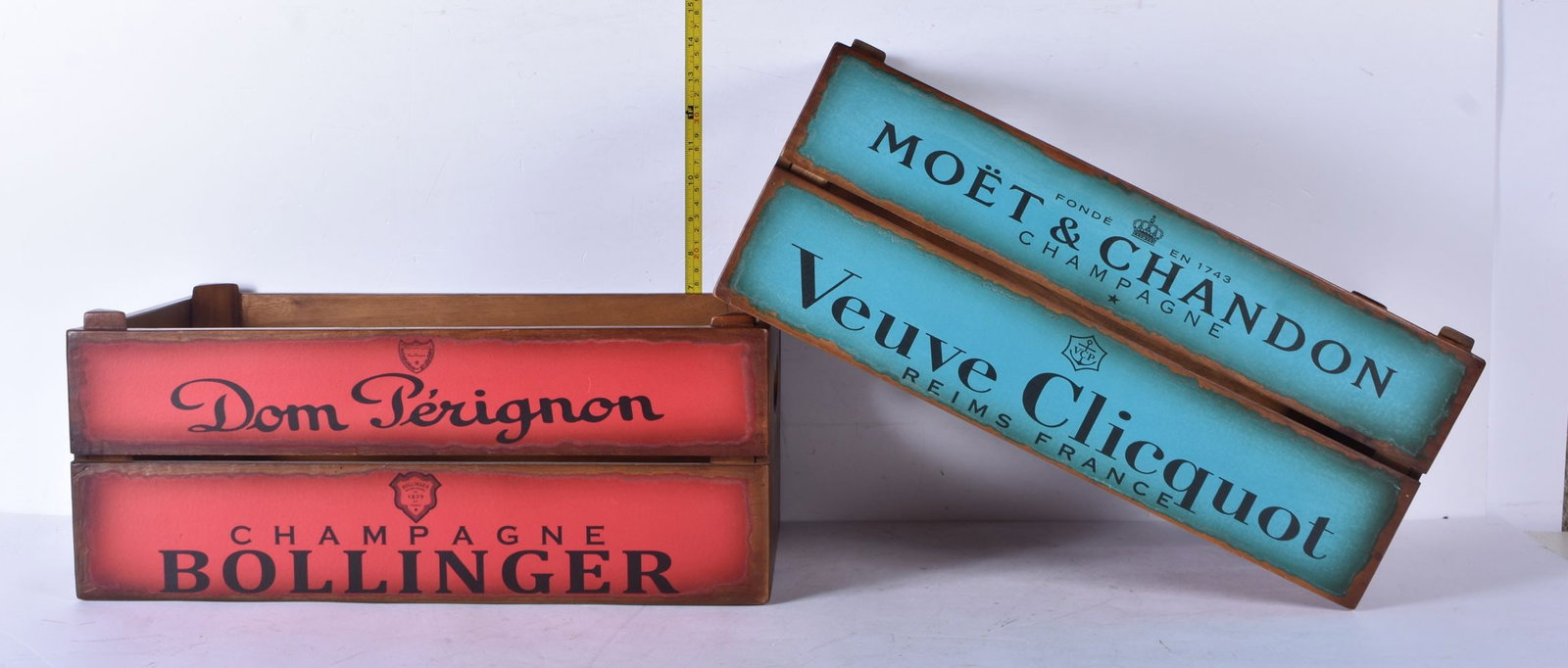 A pair of Champagne related wooden boxes 18.5 x 44 x 26cm (2) (1 of 3)