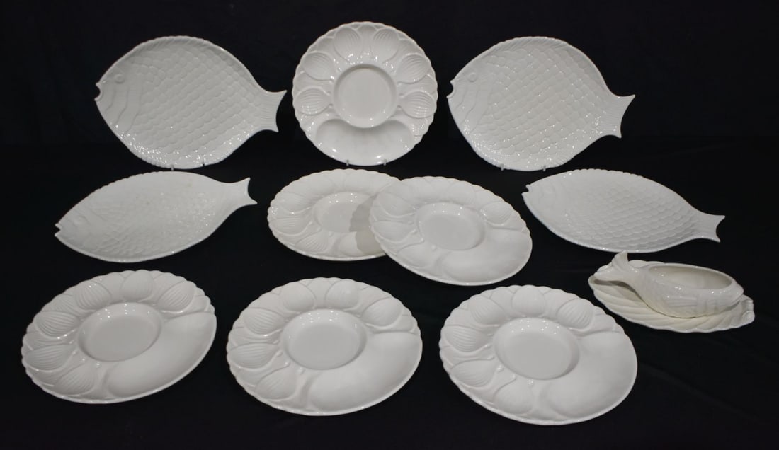 A collection of fish related ceramic tableware including plates by Barrettoni 32 x 24 cm (11) (1 of 7)