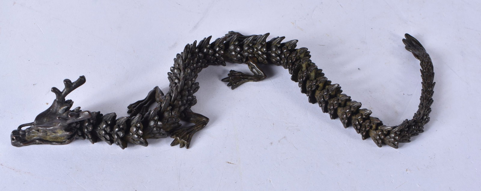 A Japanese bronze articulated dragon 32cm (1 of 4)