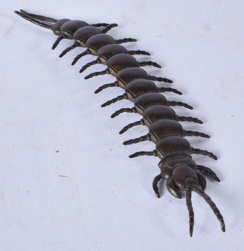 A Japanese bronze articulated Centipede 15cm.: A Japanese bronze articulated Centipede 15cm.