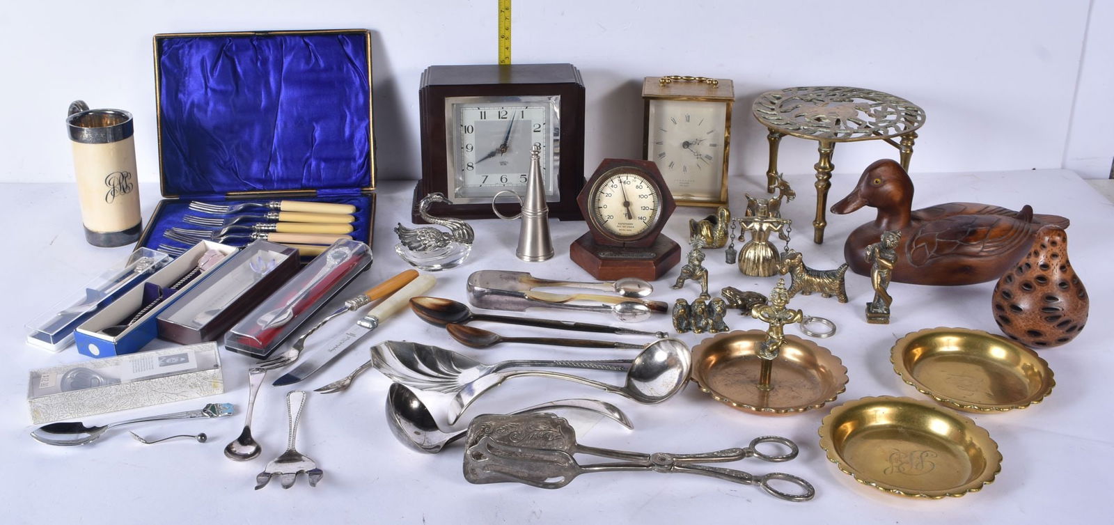 A miscellaneous collection of silver plate , wooden and brass items etc (Qty) (1 of 8)